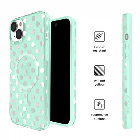 Mint Chrome Polka Dot iPhone Case