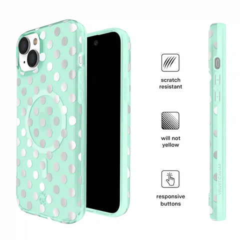 Mint Chrome Polka Dot iPhone Case