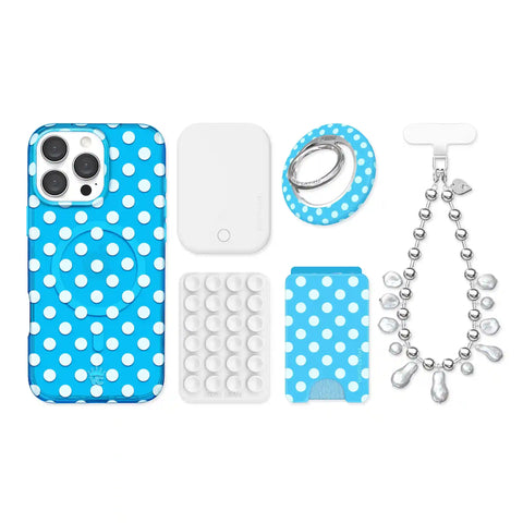 Aquamarine Polka Dot iPhone Bundle Set