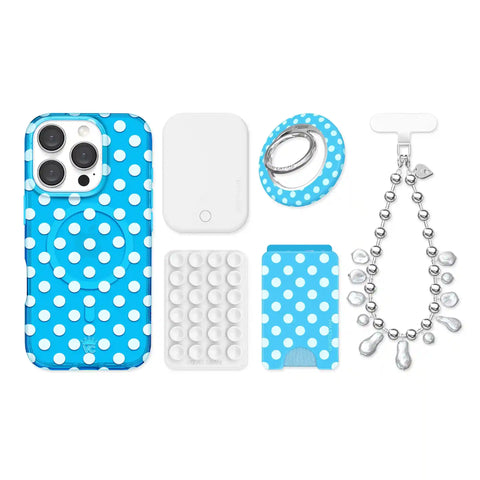 Aquamarine Polka Dot iPhone Bundle Set