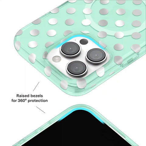Mint Chrome Polka Dot iPhone Case