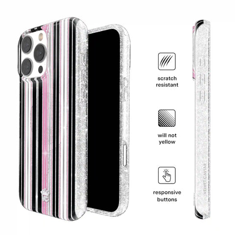 Pretty Punk Stripes Glitter iPhone Case