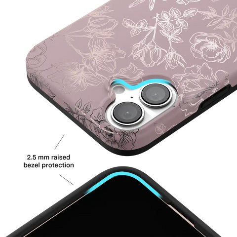 Dusty Rose Chrome Floral iPhone Case