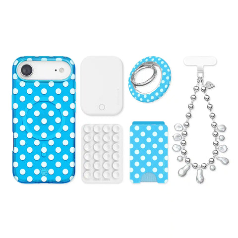 Aquamarine Polka Dot iPhone Bundle Set
