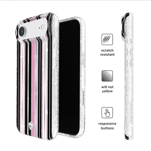 Pretty Punk Stripes Glitter iPhone Case