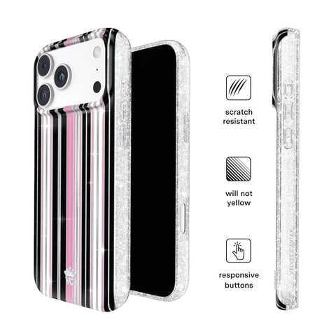 Pretty Punk Stripes Glitter iPhone Case