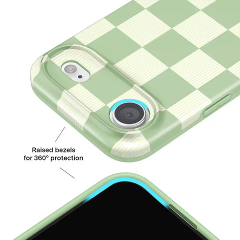 Pistachio Vibe Checkered iPhone Case