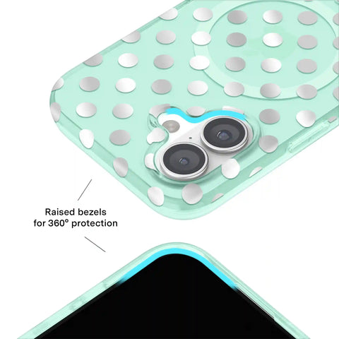 Mint Chrome Polka Dot iPhone Case