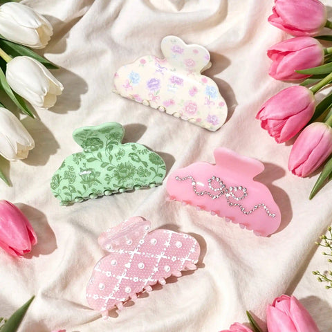Pink Crystal Bow Hair Clip