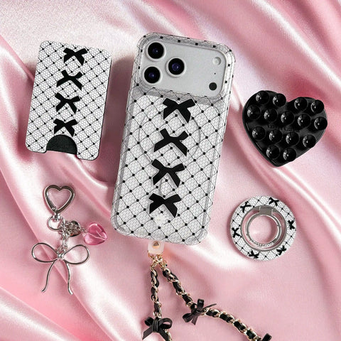 Lacy Black Bows MagSafe Grip Ring