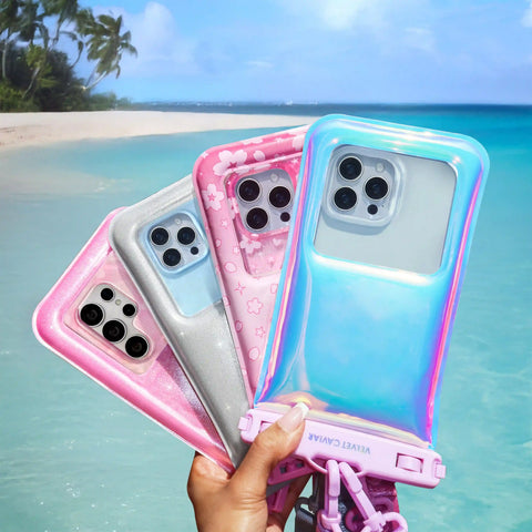 Silver Stardust Waterproof Floating Phone Pouch Bundle