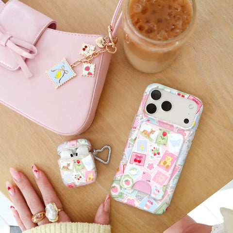 Spring Whimsy Stamps Glitter AirPod Case