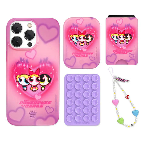 The Powerpuff Girls Airbrush Hearts iPhone Bundle Set - Wallet