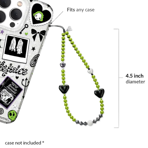 Green & Black Hearts Phone Charm