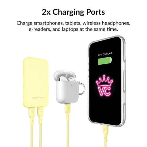 Butter Yellow Fast Charging Set, Dual Port Wall Adapter + 6ft USB-C Cable