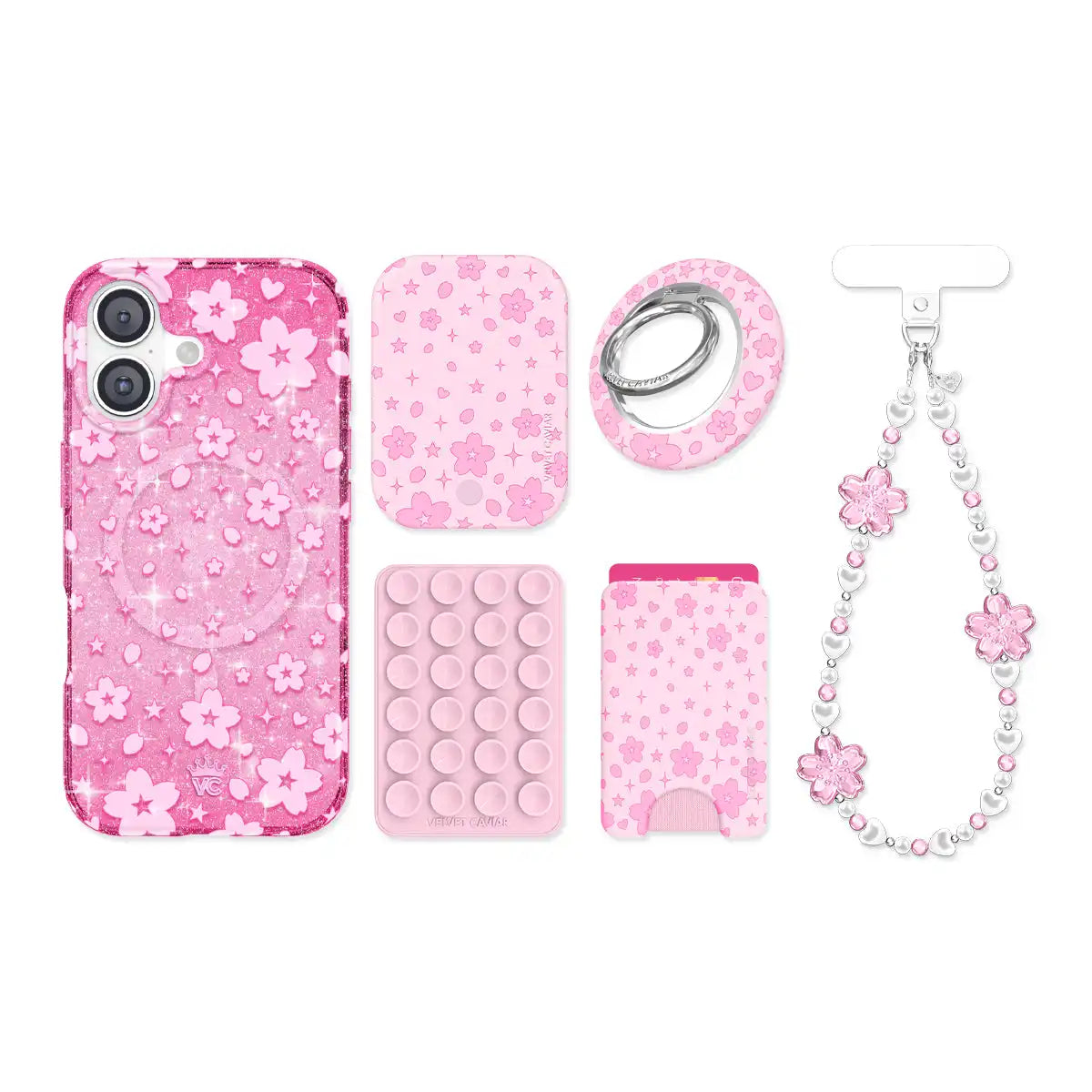 Cherry Blossom Glitter iPhone Bundle Set