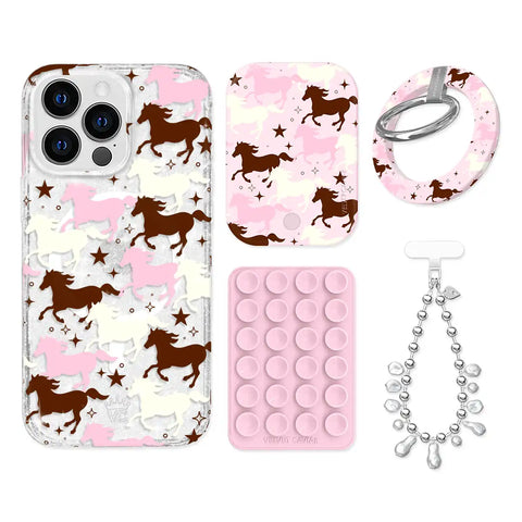 Pink Pony Glitter iPhone Bundle Set - Grip