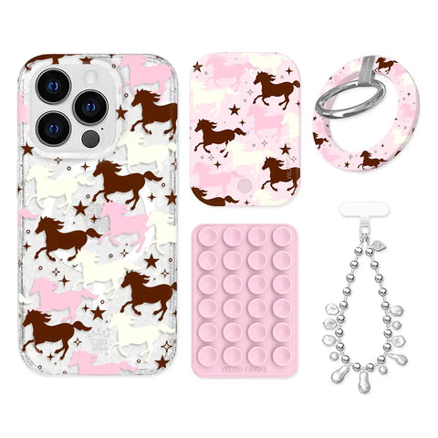 Pink Pony Glitter iPhone Bundle Set - Grip
