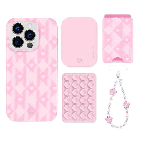 Dolly Pink Gingham iPhone Bundle Set - Wallet