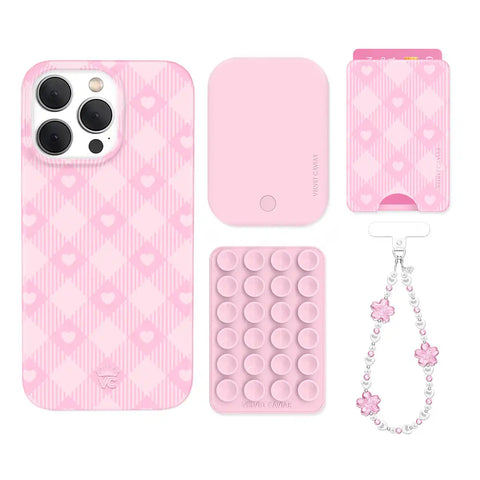 Dolly Pink Gingham iPhone Bundle Set - Wallet