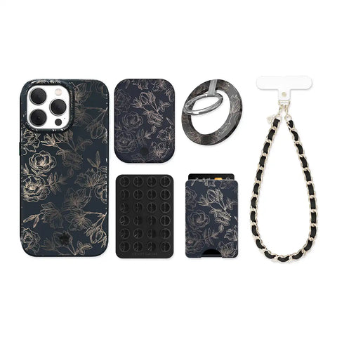 Floral Rose Gold Chrome iPhone Bundle Set