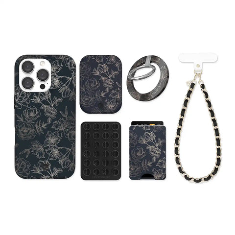 Floral Rose Gold Chrome iPhone Bundle Set