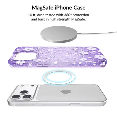 Lavender Cherry Blossom Glitter iPhone Bundle Set
