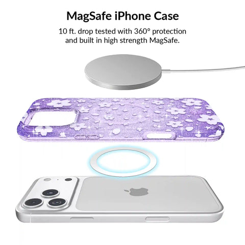 Lavender Cherry Blossom Glitter iPhone Bundle Set