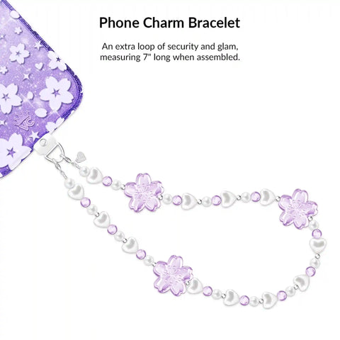 Lavender Cherry Blossom Glitter iPhone Bundle Set