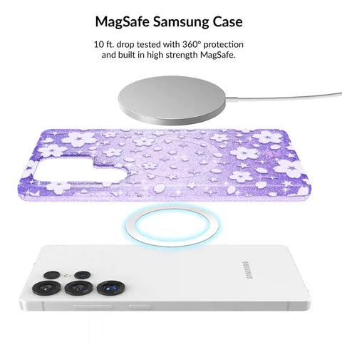 Lavender Cherry Blossom Glitter Samsung Bundle Set