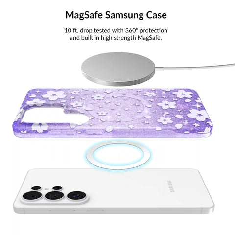 Lavender Cherry Blossom Glitter Samsung Bundle Set