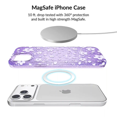Lavender Cherry Blossom Glitter iPhone Bundle Set
