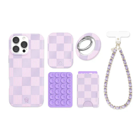 Lilac Vibe Checkered iPhone Bundle Set