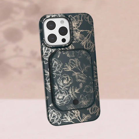 Floral Rose Gold Chrome Portable MagSafe Charger Power Pack