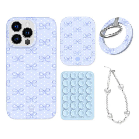 Lovely Blue Bows iPhone Bundle Set - Grip
