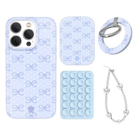 Lovely Blue Bows iPhone Bundle Set - Grip
