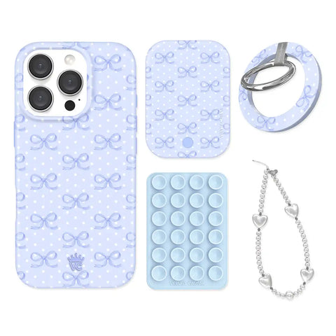 Lovely Blue Bows iPhone Bundle Set - Grip