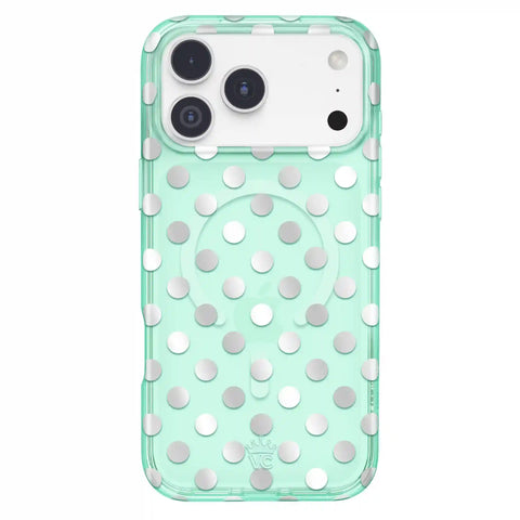 Mint Chrome Polka Dot iPhone Case