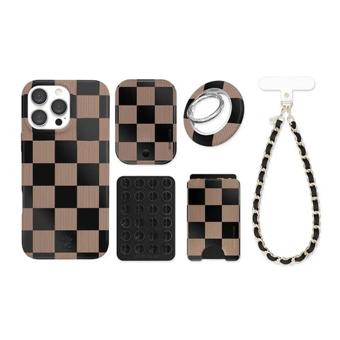 Mocha Vibe Checkered iPhone Bundle Set