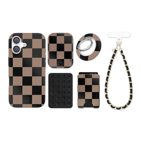 Mocha Vibe Checkered iPhone Bundle Set