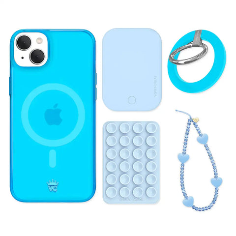 Neon Blue iPhone Bundle Set - Grip