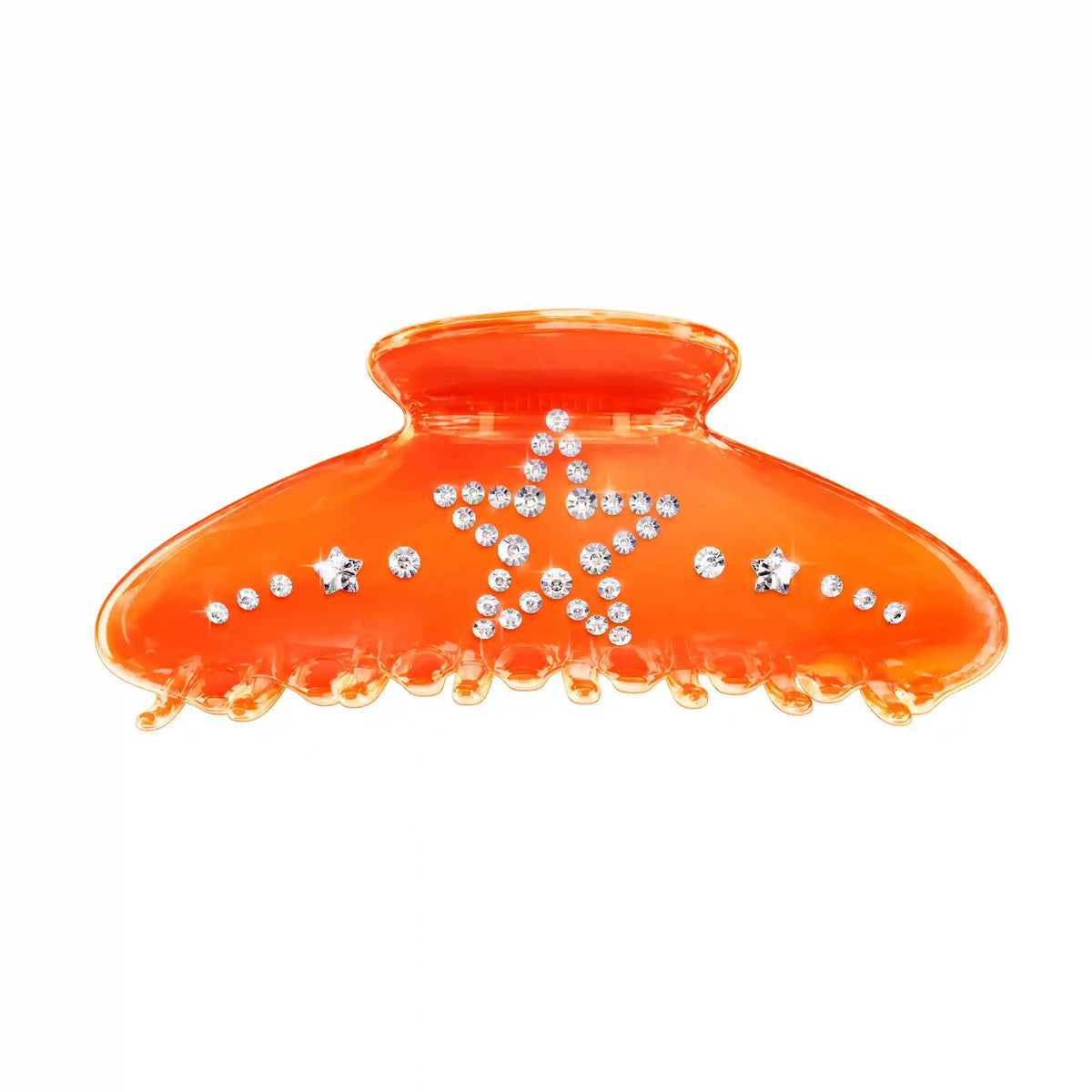 Neon Orange Star Child Crystal Large Hair Clip