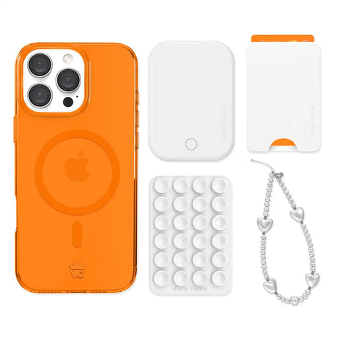 Neon Orange iPhone Bundle Set - Wallet
