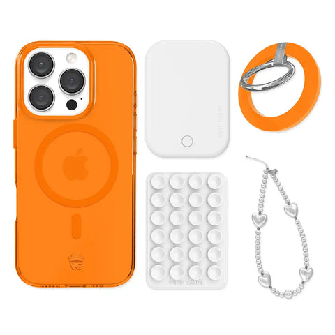 Neon Orange iPhone Bundle Set - Grip