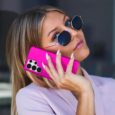 Neon Pink Clear Samsung Case