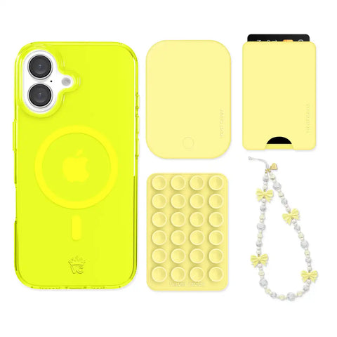 Neon Yellow iPhone Bundle Set - Wallet