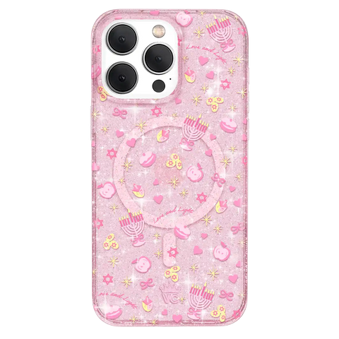 Pink Hanukkah Glitter iPhone Case