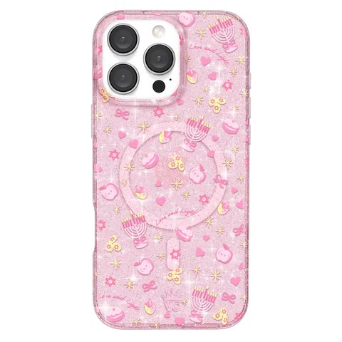 Pink Hanukkah Glitter iPhone Case