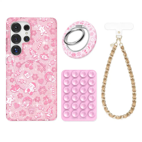 Pink Christmas Glitter Samsung Bundle Set