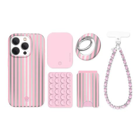Pink Chrome Stripes iPhone Bundle Set